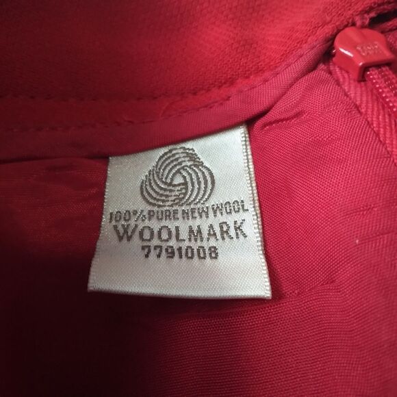 Vintage Casual Corner Bright Red Classic Above Knee Length Pure Wool Mark Skirt - Picture 4 of 15